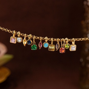 สร้อยคอจี้หินประจำเดือนเกิด 12 ราศี สแตนเลสแบบ DIY พร้อมสายสร้อยเคลือบทอง 18K สำหรับเด็ก - Product Image 4