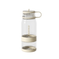 Bouteille d'eau Tritan 2 en 1 de 14 oz avec récipient à collation de 7 oz, paille rabattable, anti-fuite, sans BPA, pour l'école, les voyages, le camping et les activités de plein air