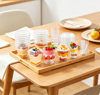 Gobelets à dessert jetables et recyclables en plastique transparent, très demandés, pour parfaits, puddings, yaourts, mousses, fruits et glaces