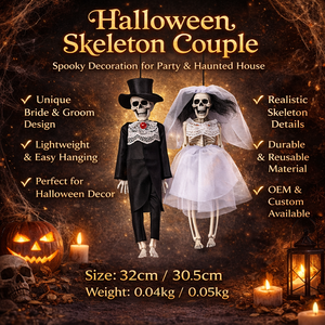 Regalo de Halloween: Esqueleto Colgante de Pareja de Novios - Decoraciones de Novia y Novio para Fiesta de Halloween en Casa Encantada y Decoración Espeluznante - Product Image 2