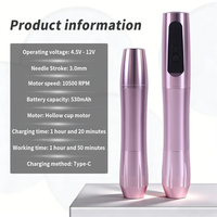 Nouvelle arrivée 2026, stylo de tatouage permanent sans fil fin, 1 batterie, course de 3,0 mm, pour le tatouage des sourcils et des lèvres