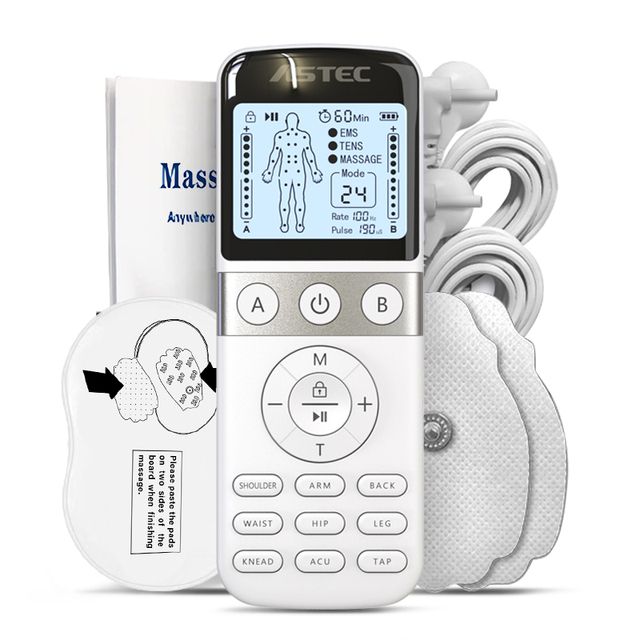Portable Pulse Therapy Device Dual Frequency EMS Tens Neck Massage Muscle Stimulator Pain Relief TENS Unit