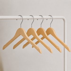 Cintres en bois naturel pour sécher les vêtements, finition lisse, conçus pour la penderie, prix abordable - Product Image 6