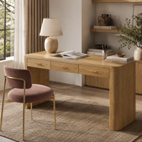 Bureau en bois massif sur mesure, table d'écriture moderne et minimaliste avec tiroirs cachés pour hôtel de luxe, suite ou bureau