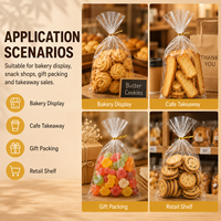 Bolsas de Embalaje para Regalos de Dulces y Chocolates, Impresas Personalizadas al por Mayor, de Calidad Alimentaria, Transparentes, de Celofán BOPP, para Pan, con Lazos de Cierre y Cartón