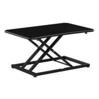 Convertisseur de bureau assis-debout moderne en métal à hauteur réglable - Rehausseur de bureau manuel 7 vitesses pour ordinateur portable, moniteur et tablette