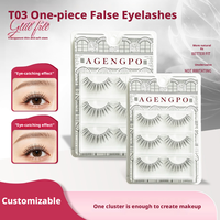 Faux cils en bande Y03 en forme de U, tige noire fine, luxe, naturels, effet wispy, sans cruauté, pour maquillage facile, personnalisables, vente en gros