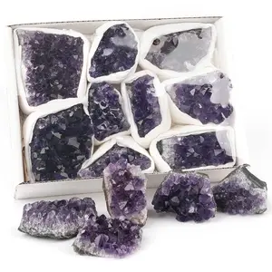 Natuurlijke Kristallen Cluster Set Box Home Decoratie Amethist Block Set Box Crystal Ambachten