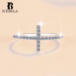 Joyería fina elegante única Plata De Ley 925 Anillos De plata esterlina Luz de lujo Cruz Moissanite Anillos para mujeres - Product Image 4