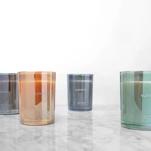 Luxury Iridescent Plating Reflected Effect Fancy Charming Colored Effect Glass Candle Jars Unique Candle Vessels 12Oz 15Oz