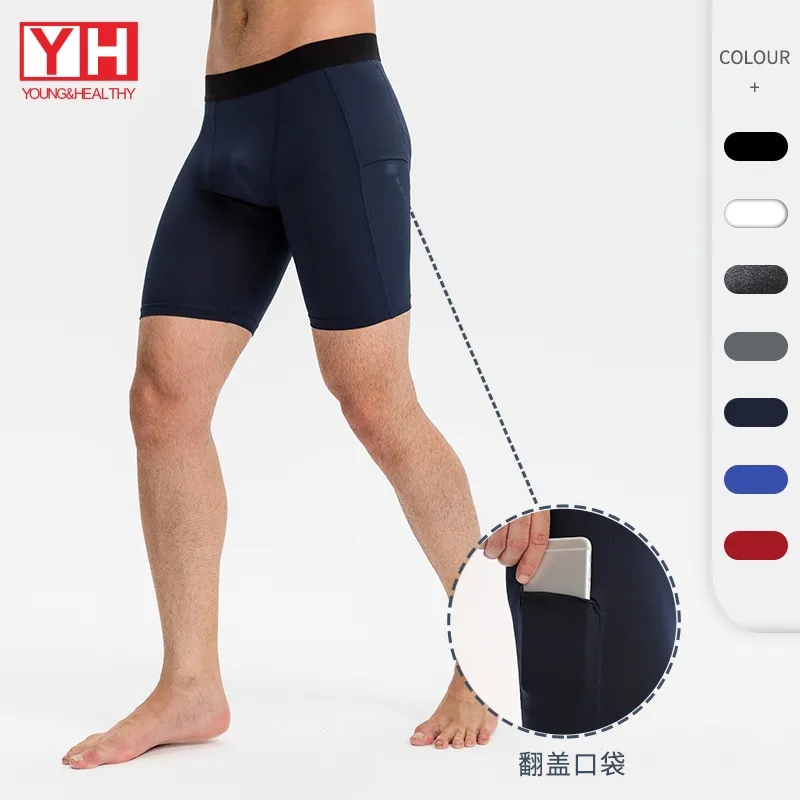 Summer Men Compression Shorts With Pocket Training Weightlifting Workout Men Sports Underwear Men's Tight Briefs
