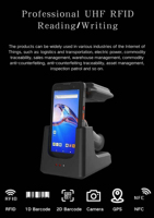 Lecteur RFID portable Android 10 à prix d'usine, scanner de codes-barres 2D longue portée pour étiquettes RFID UHF en entrepôt