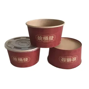 350ml Sopa Container Viagem Descartável Kraft Tedemei Sopa Cup Take Out Paper Bowl Tigela De Sopa Com Tampa