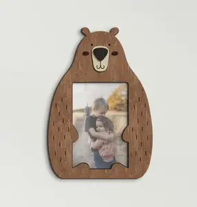 Indoor Cute Bear Frame Wall Hanging Wooden Picture Frame