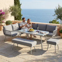 Ensemble de canapés d'extérieur modernes en forme de L, écologiques, durables, en métal, pour appartement, jardin, balcon, cour, parc