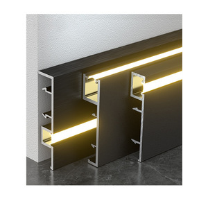 Profilé LED moderne en alliage d'aluminium noir, lumineux, à montage en saillie ou encastré, pour plinthe et sous-meuble, durable, pour hôpitaux - Product Image 1