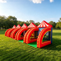Combo de jeu gonflable 5-en-1 : basketball, football, lancer d'anneaux – Ensemble de jeux gonflables pour événements extérieurs, festivals et location commerciale