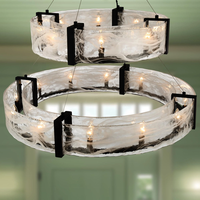 Lampu gantung LED awan 110v, lampu langit-langit tinggi ganda ruang tamu panjang/bulat Prancis