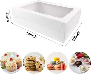 White <b>Box</b> Bakery Boxes with Window Pastry Kraft Paper Boxes for Pastry Pie Cupcake 14x10x2.5" - Product Image 2