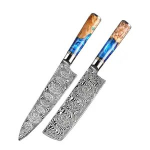 XITUO Damascus Đầu Bếp Dao 8 Inch Nhà Bếp Chuyên Nghiệp Knife Hot Bán VG10 Dao Nhựa Màu Xanh Và Màu Sắc Gỗ Xử Lý Công Cụ Nấu Ăn