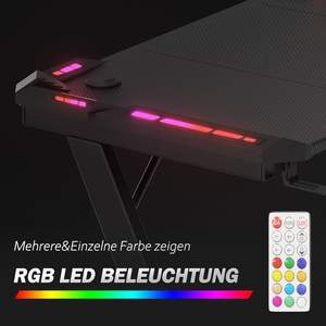 Table de jeu noire moderne en acrylique pour jambes Bureau Rocksolid <span class=keywords><strong>Gamer</strong></span> avec éclairage LED Table de jeu allemande Bureau de jeu en forme de Z - Product Image 3