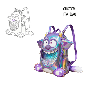 Custom Animal Shape <span class=keywords><strong>School</strong></span> Ita Bag Clear Pvc Ita Mochila con pines Display PU Leather Itabag - Product Image 5