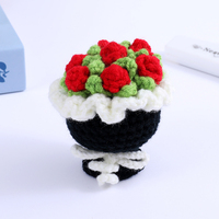 Fashion liontin tas aksesoris gantung pesona kustom Mini tangan rajutan bunga buket Crochet gantungan kunci buatan tangan