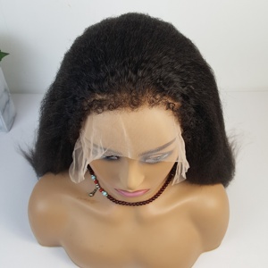 Perruque Lace Front HD Highknight <span class=keywords><strong>Kinky</strong></span> Edges avec Ligne de Cheveux Naturelle, Cheveux Humains Raides <span class=keywords><strong>Kinky</strong></span> avec Bords Bouclés et Baby Hair, Fermeture en Dentelle - Product Image 2