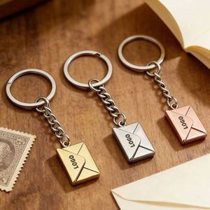 Porte-clés mini enveloppe personnalisés en acier inoxydable, ouvrables, étanches, avec logo personnalisé, cadeaux de mariage, souvenirs, vente en gros - Product Image 1