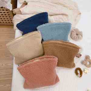 Stock Customize Logo Soft Cute Makeup Pouches Teddy Portable Travel Zipper Terry Plush <b>Toiletries</b> <b>Kids</b> Cosmetic <b>Bags</b> - Product Image 1