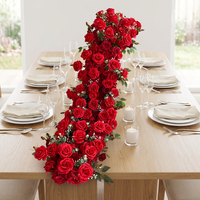 Boule de fleurs artificielles populaire, roses rouges mélangées, centre de table pour décoration de mariage et fournitures