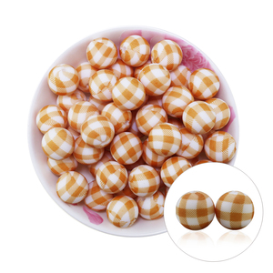 Cuentas de Silicona con Diseño de Cuadros de Búfalo Personalizadas 2024, 15 mm, Redondas, Rojas, Verdes, Blancas y Negras, para Hacer Bolígrafos y Joyería - Product Image 4