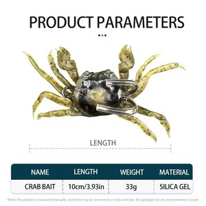 10cm appâts de pêche en mer attirail <span class=keywords><strong>leurre</strong></span> <span class=keywords><strong>souple</strong></span> mérou <span class=keywords><strong>leurre</strong></span> <span class=keywords><strong>crabe</strong></span> <span class=keywords><strong>leurre</strong></span> 3D Simulation <span class=keywords><strong>crabe</strong></span> appât avec crochet - Product Image 5