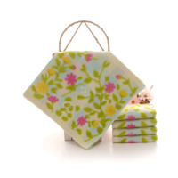 Toalla Facial Cuadrada 100% Algodón, 34x34cm, 50g/unidad, Diseño Floral Jacquard, Ecológica, Hipoalergénica, Suave y Absorbente para el Hogar, Venta al Por Mayor