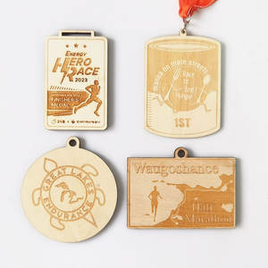 Fabricant vente en gros bois bambou <span class=keywords><strong>gravure</strong></span> impression couleur marathon course médaille de finition médailles en bois personnalisées - Product Image 2