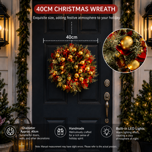 Guirlandes <span class=keywords><strong>de</strong></span> Noël en PVC faites à la main pour l'intérieur, 40 cm, avec lumières LED et guirlandes <span class=keywords><strong>de</strong></span> Noël - Product Image 2