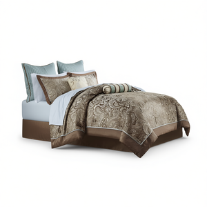 Juego de Edredón de 12 Piezas, Algodón Jacquard con Diseño Paisley, Ropa de Cama para Uso Doméstico, Funda de Edredón para Todas las Temporadas, Sábanas Incluidas - Product Image 1