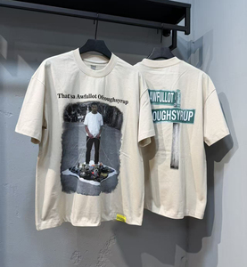 Camisetas Oversize de Alta Calidad con Estampado Escaneable, Estilo Americano Moderno, Holgadas e Informales para Hombre, con la Frase 'THAT'S A AWFUL LOT OF COUPH SYRUP' - Product Image 1