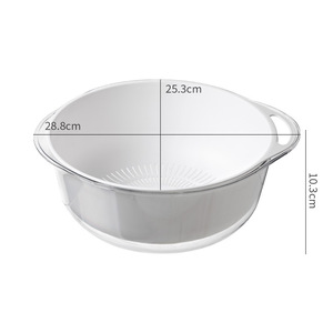 Double Layer Thickened Transparent Drain Basket L Round With Handle Kitchen Vegetable Fruit Washing Storage Basin - Product Image 5
