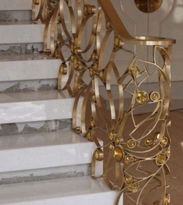Barandilla de Escalera de Acero Inoxidable Dorado de Lujo, Balaustrada Metálica Decorativa Moderna, Pasamanos Interior para Villa, Diseño de Protección para Escaleras de Casa - Product Image 2