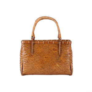 Bamboo Woven <b>Handbag</b> Women's <b>Small</b> Bag Retro Style Velvet Lining Durable Commuter Bag - Product Image 5
