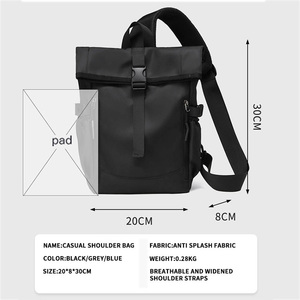 Rolltop homens Crossbody Sling <span class=keywords><strong>Bag</strong></span> impermeável Sling mochila peito - Product Image 3
