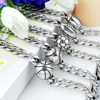 Bracelet vintage en acier inoxydable pour homme, motif symbole du yoga, crâne, ballon de sport, étanche, inaltérable, chaîne épaisse, bijoux de mode