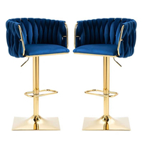 Chaise de bar comptoir en métal nordique pivotant ensemble de meubles de maison moderne haute en bois velours cuisine cuir or chaise de luxe tabourets de bar