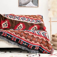 Karpet Bohemian Gaya Amerika Bahan Poly-cotton Buatan Khusus untuk Piknik, Alas Meja, Selimut Sofa, dan Hiasan Dinding