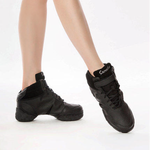 Zapatos <span class=keywords><strong>de</strong></span> baile modernos franceses para mujer, zapatos <span class=keywords><strong>de</strong></span> baile deportivos <span class=keywords><strong>de</strong></span> cuero con suela blanda para jazz, zapatos <span class=keywords><strong>de</strong></span> baile cuadrados con suela dividida - Product Image 1