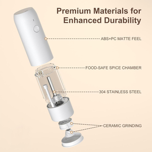 New Stainless Steel USB Salt & <b>Pepper</b> Electric <b>Grinder</b> Set with Rechargeable Lithium Battery and Light Eco-Friendly - Product Image 3
