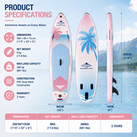 Planche de paddle gonflable tout-en-un Tavilex 11 x 33 x 6 ultra-large 2-en-1 avec siège et système à 3 ailerons en PVC