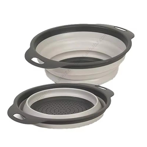 Lot de 2 paniers de drainage pliables en silicone pour légumes et fruits, ronds, en caoutchouc, pour cuisine - Vente en gros ZY20 - Product Image 1