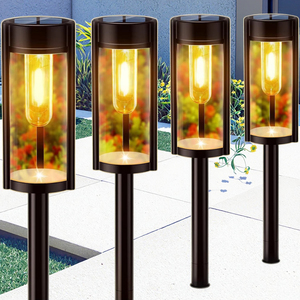Piccola Lampada da Giardino <span class=keywords><strong>Solare</strong></span> LED IP65 Impermeabile, Luce Bianca Calda <span class=keywords><strong>con</strong></span> Filo di Tungsteno a Clessidra e Picchetto da Terra - Product Image 1